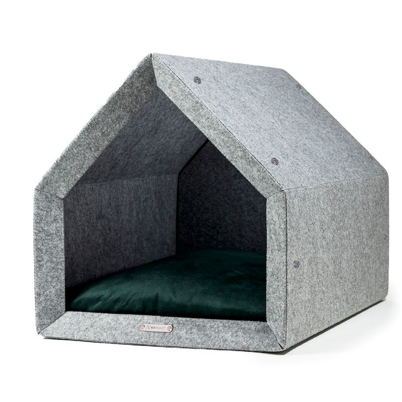 Pethome niche orthopédique pour chien gris clair avec vert foncé
