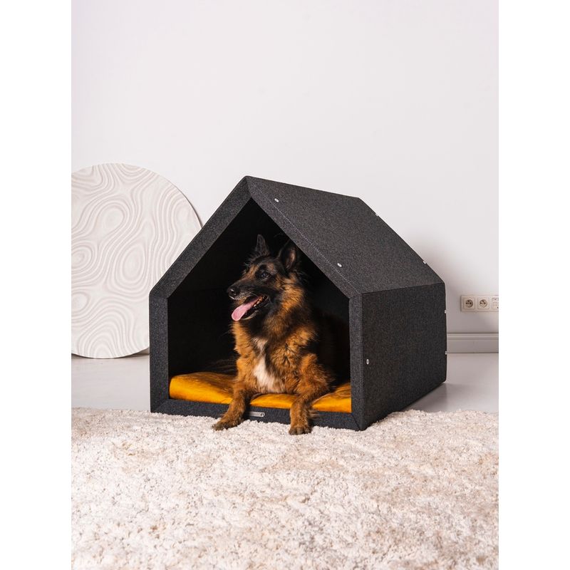 Pethome niche orthopédique pour chien gris clair avec jaune
