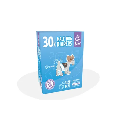EasyPets Couche Chien Mâle M/L - Incontinence & Voyage - 30 pcs
