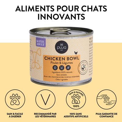 PUJA Premium nourriture pour chats 8x200g - riche en poulet et en vitamines