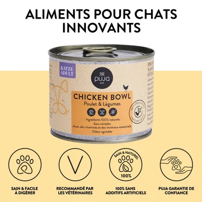 PUJA Premium nourriture pour chats 8x200g - riche en poulet et en vitamines