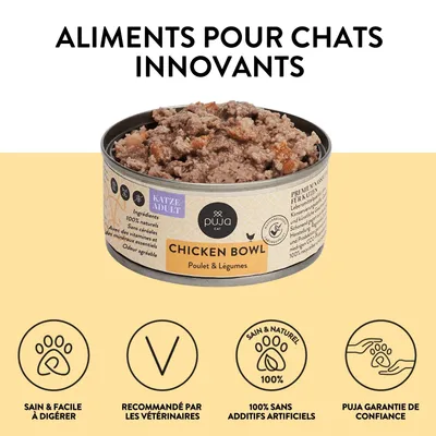 PUJA Premium nourriture pour chats 8x100g - riche en poulet et en vitamines
