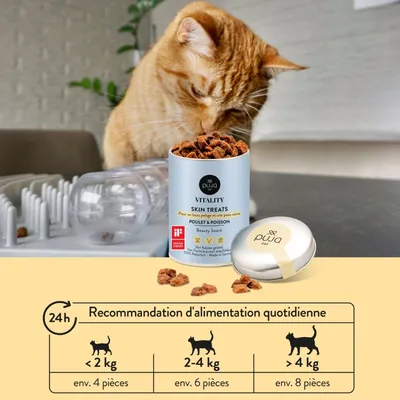 PUJA 3x Friandises pour chat pour une peau saine et un pelage brillant