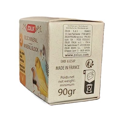 Bloc minéral 90 g pour oiseau domestique