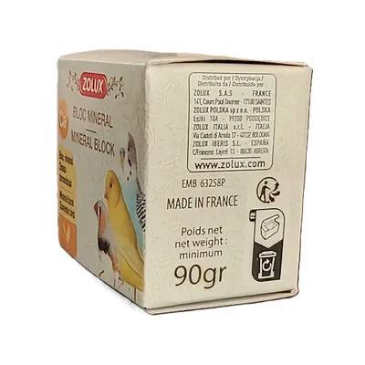 Bloc minéral 90 g pour oiseau domestique