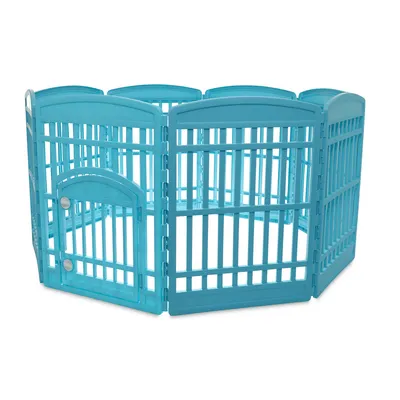 Iris Ohyama, Parc pour Chien 8 Panneaux & Porte, H90cm, Plastique Bleu Iris Ohyama, Parc pour Chien 8 Panneaux & Porte, H90cm, Plastique Bleu