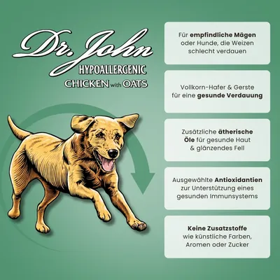 Dr John mit Huhn & Hafer für ausgewachsene Hunde – 12.5 kg Dr John mit Huhn & Hafer für ausgewachsene Hunde – 12.5 kg