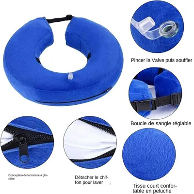 MCBOSON Collerette gonflable ajustable en peluche et PVC MCBOSON Collerette gonflable ajustable en peluche et PVC