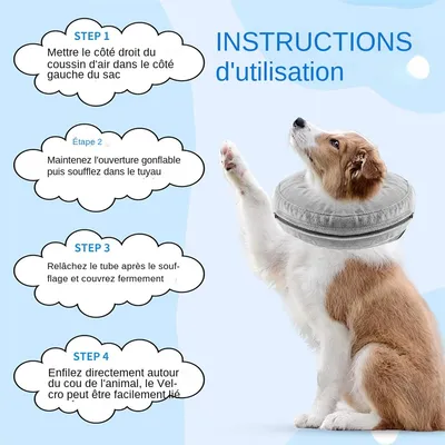 MCBOSON  Collerette gonflable ajustable pour chien gris