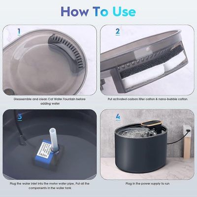 MCBOSON Fuente de agua para gatos de 3 litros con LED