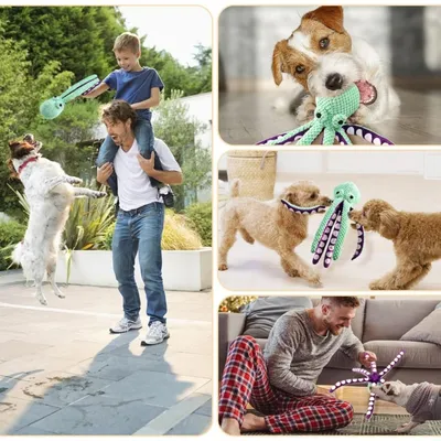 IntiMeg Jouet pour chien en peluche pieuvre