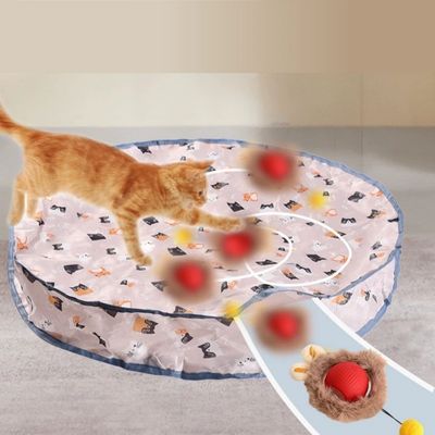 IntiMeg Abri de chasse avec balle interactive pour chat Boule rouge