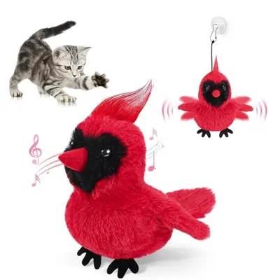 IntiMeg Juguete inteligente para gatos, pájaro rojo