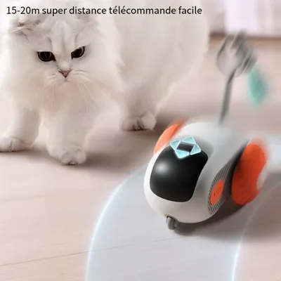 IntiMeg Jouet pour chat voiture intelligente avec plumes