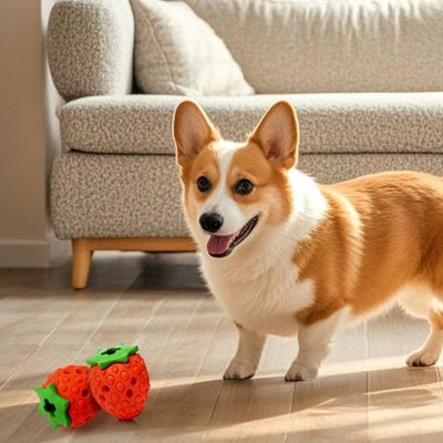 IntiMeg Jouet pour chien Nettoyage des dents Fraise