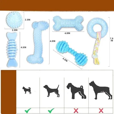 IntiMeg Juego de 6 juguetes para perros pequeños