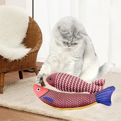 IntiMeg Jouet pour chat Poisson Saury 3 pièces