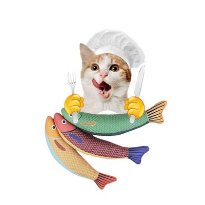 IntiMeg Jouet pour chat Poisson Saury 3 pièces
