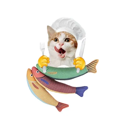 IntiMeg Jouet pour chat Poisson Saury 3 pièces