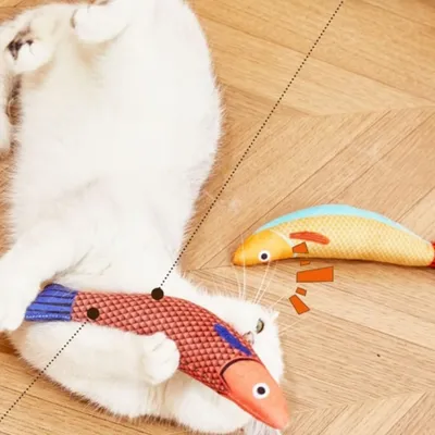 IntiMeg Jouet pour chat Poisson Saury 3 pièces