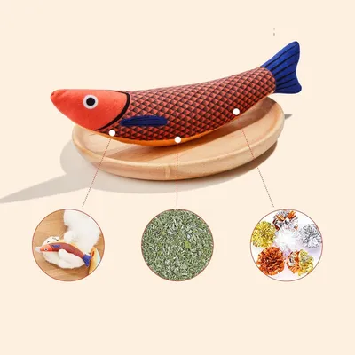 IntiMeg Jouet pour chat Poisson Saury 3 pièces