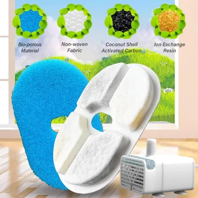 IntiMeg Ensemble de 4 filtres pour fontaine à eau pour chat