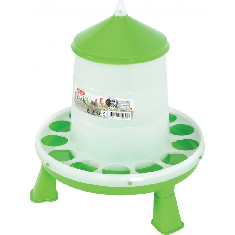 zolux - Mangeoire silo en plastique avec pieds, capacité 2 kg, basse cour