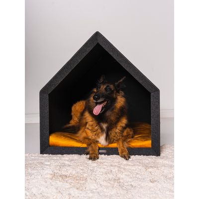 Pethome niche orthopédique pour chien gris foncé avec jaune