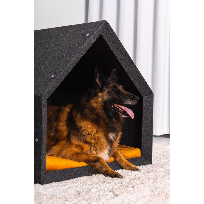 Pethome niche orthopédique pour chien gris foncé avec jaune
