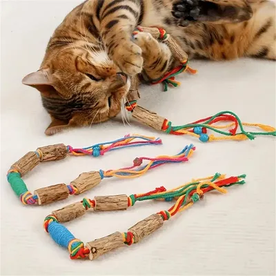 MCBOSON Jouet en corde pour chat en bois