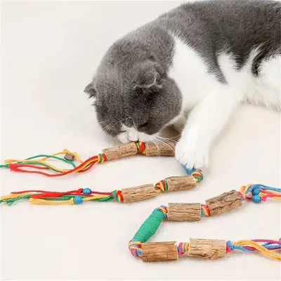 MCBOSON Jouet en corde pour chat en bois