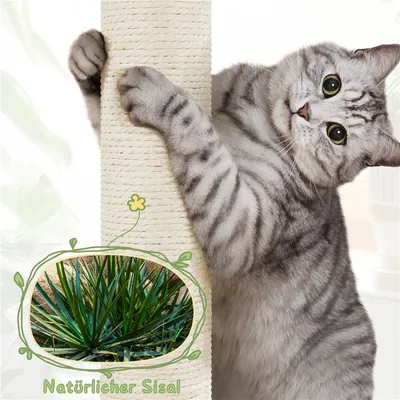 Katzenbaum mit Aussichtsplattform Katzenkorb Kratzstämme und Plüschball