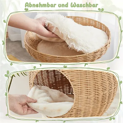 Katzenbaum mit Aussichtsplattform Katzenkorb Kratzstämme und Plüschball