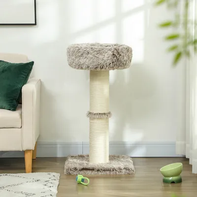 PawHut - arbre à chat luxe effet fourrure multi-équipement H.87 cm - marron