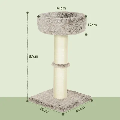 PawHut - arbre à chat luxe effet fourrure multi-équipement H.87 cm - marron