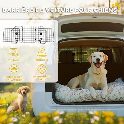 PawHut - Grille Auto Réglable Chien - Noir