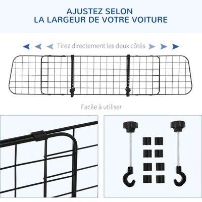 PawHut ? Barrière grille de séparation universelle voiture L.91-152 cm