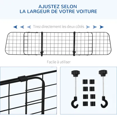PawHut - Grille Séparation Voiture Réglable H.30 cm - Noir