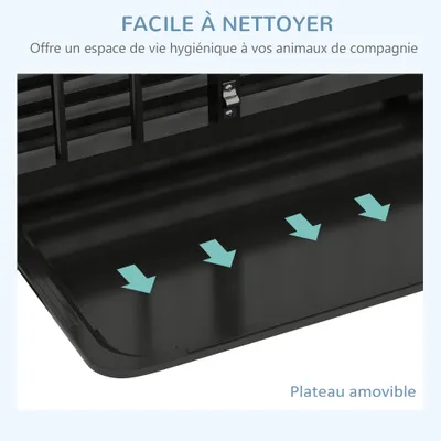PawHut - cage d'intérieur pliable 3 portes pour chien sur roulettes - noir
