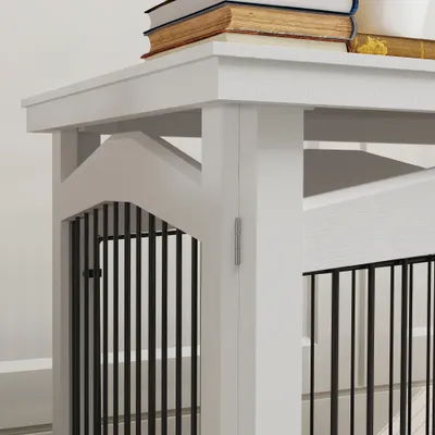 PawHut - cage barrière chien table basse d'appoint 3 en 1 - blanc PawHut - cage barrière chien table basse d'appoint 3 en 1 - blanc