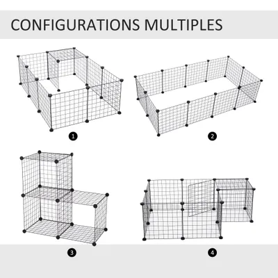 PawHut - parc d'intérieur pour cochon d'Inde cage à lapin - noir