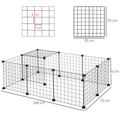 PawHut - parc d'intérieur pour cochon d'Inde cage à lapin - noir