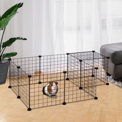 PawHut - parc d'intérieur pour cochon d'Inde cage à lapin - noir