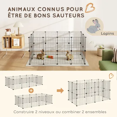 PawHut - parc d'intérieur pour cochon d'Inde cage à lapin - noir