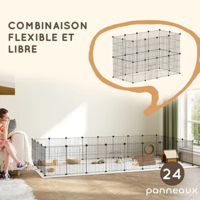 PawHut - Enclos Modulable Rongeurs H.80 cm - Noir PawHut - Enclos Modulable Rongeurs H.80 cm - Noir