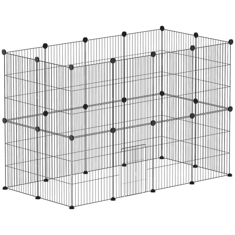 PawHut - Enclos Modulable Rongeurs H.80 cm - Noir