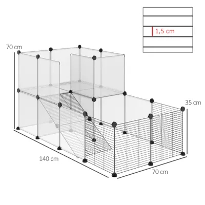 PawHut - Cage modulable pour petits animaux H.70 cm - noir