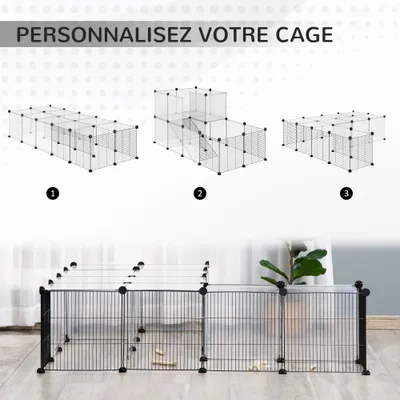PawHut - Cage modulable pour petits animaux H.70 cm - noir PawHut - Cage modulable pour petits animaux H.70 cm - noir