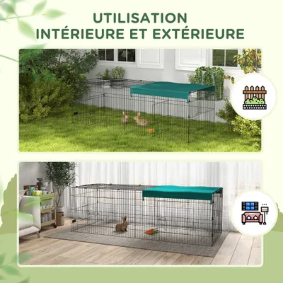 PawHut - Enclos Petits Animaux avec Zone Couverte - Vert PawHut - Enclos Petits Animaux avec Zone Couverte - Vert