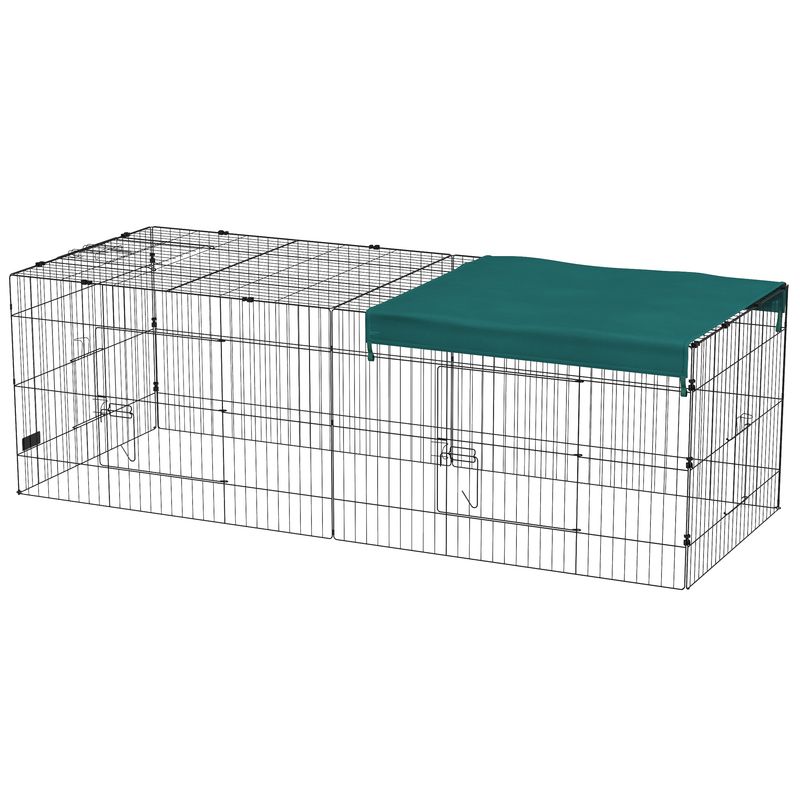 PawHut - Enclos Petits Animaux avec Zone Couverte - Vert